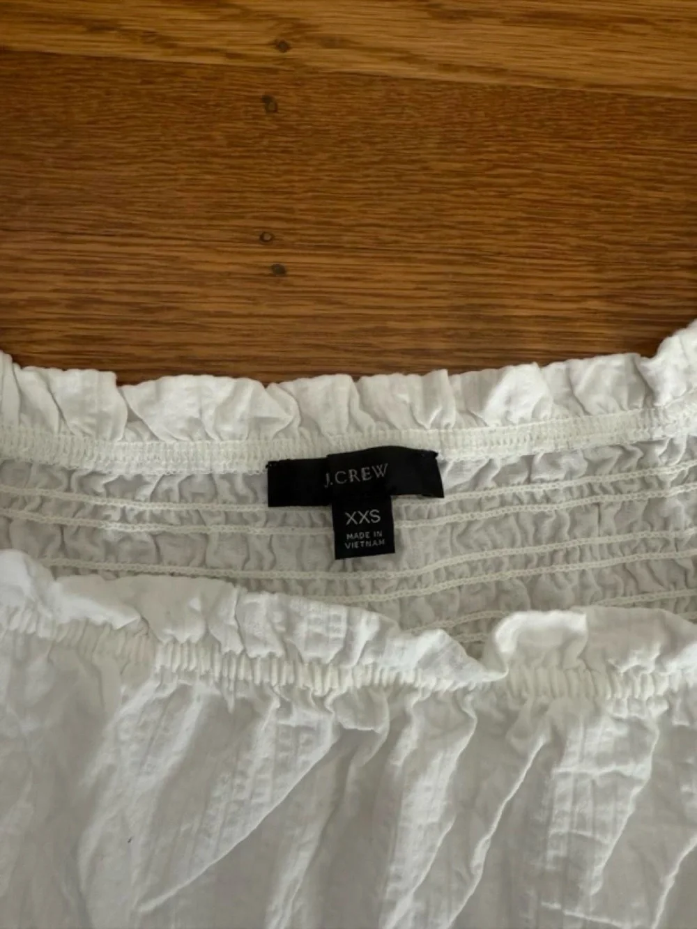 J. Crew White Puff Sleeve Smocked Waist Blouse